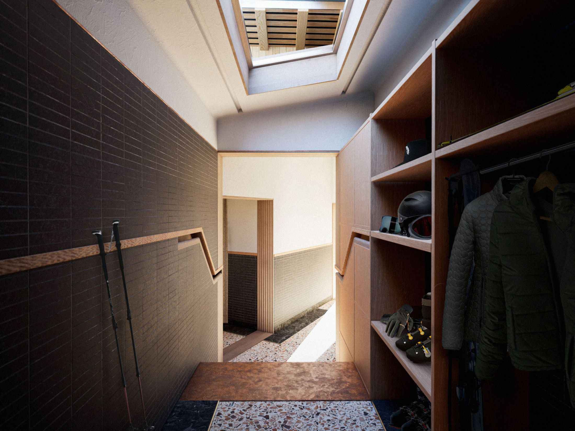 ENTRANCE - Skylight shines light on the integrated wardrobe